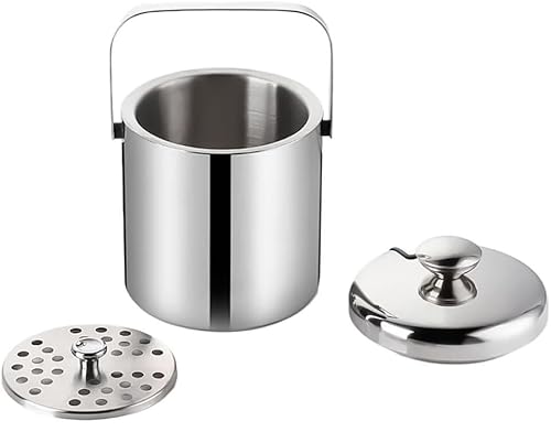 Beer Bucket Doppelwandig mit tragbaren klassischen Griffen Eishalter mit Deckel Sieb und Zange Getränkeeimer for Partys Home Bar Eiswanne länger kälter(1.3L) von RPXHZLKTM
