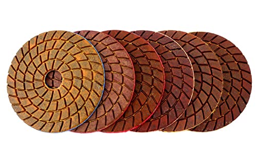 Diamant-Polierpads 6 STÜCKE 4 Zoll Kupfer Metall Bindung Nass Diamant Polieren Pads for Granit Marmor Beton Boden Schleifen Disc(100) von RPXHZLKTM