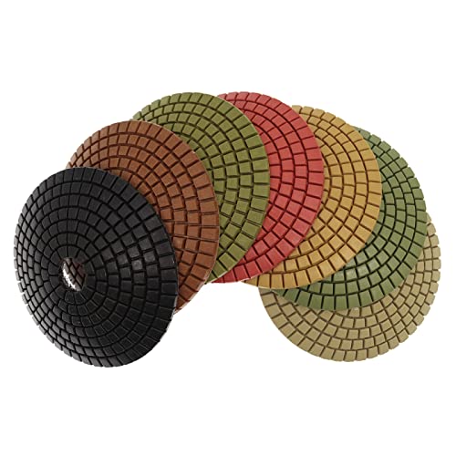 Diamant-Polierpads 7 Teile/Satz Konvex Diamant Polieren Pad 4 Zoll Arc-Förmigen Rand Polieren Pads for Granit Marmor Stein Schüssel Schleifen Discs(800) von RPXHZLKTM