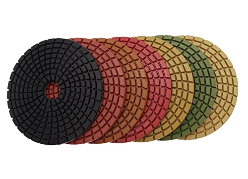 Diamant-Polierpads 7 Teile/satz 4 Zoll Diamant Polieren Pads 100mm Spin Typ Nass Polieren Pad for Granit Marmor Beton Boden Schleifen Disc(800) von RPXHZLKTM