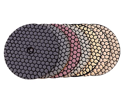 Diamant-Polierpads 7 Teile/satz 5 Zoll Trockenpolierpad Scharfe flexible 125mm Diamantpolierpads for Granit Marmor Stein Beton Schleifscheibe(100) von RPXHZLKTM
