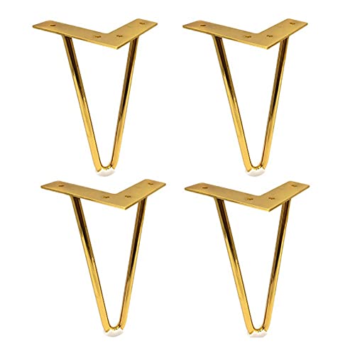 Möbel aus dreiecke und dellen. 4PCS Hairpin Table Legs Metal, Sofa Legs with Protector Feet, Mid-Century Modern Style for Furniture Legs, Coffee Table Legs, Bench Legs, Chair Legs(Gold,18cm) von RPXHZLKTM