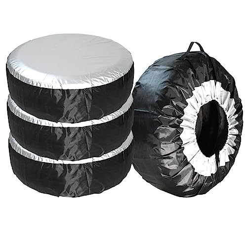 RPXHZLKTM Autoreifenhülle Koffer 4 STÜCKE Reifenabdeckung Auto Reserveradabdeckung Aufbewahrungstaschen Tragetasche Polyester Reifen for Autos Radkappen 13-19 Zoll 19-23 Zoll(L Size) von RPXHZLKTM