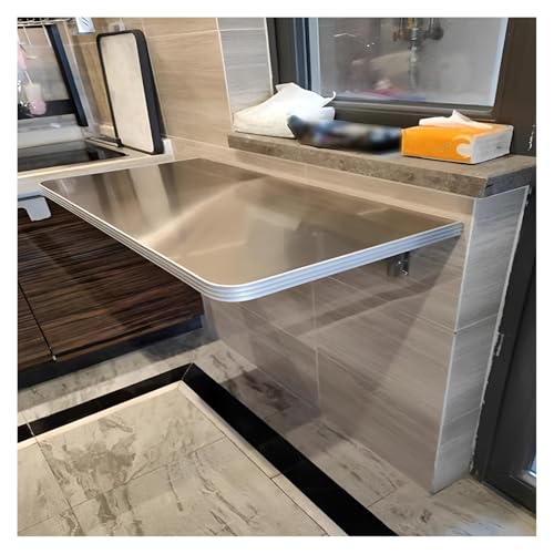 RPXHZLKTM Wandhalter Tisch, Wäscheklapptisch, Wandklapptisch mit 304 Edelstahlfurnier, Wandmontierter Esstisch(90 * 30cm) von RPXHZLKTM