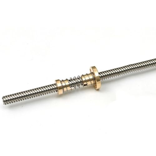 Spindel mit Nylon-Mutter, T8-Gewindespindel mit Messingmutter 4mm 8mm Steigung 1mm Trapezgewindestange spielfreier, federbelasteter Mutter(1mm Lead 1mm Pitch,300mm) von RPXHZLKTM