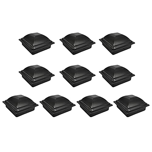 Zaunpfostenkappen Galvanized Steel Pyramid Fence Post Caps Black Multiple Sizes Pack of 10 von RPXHZLKTM