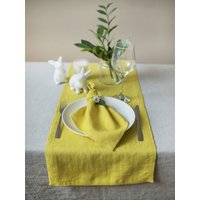 Tischläufer Aus Chartreuse-Leinen, Hochzeit, Leinen-Tischdecke, Rustikaler Leinen-Tischläufer, Hochzeitstischwäsche von RPlinen