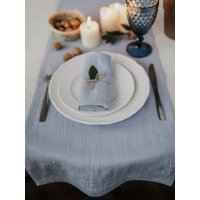 Graublauer Leinen Tischläufer. Hochzeit Hochzeitstischdecke. Tischdeko. Küchen Tischdecke Aus Gewaschenem von RPlinen