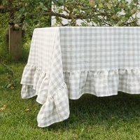 Natürliche Leinen Tischdecke Mit Rüschen. Bauernleinen Tischdecke. Shabby Chic Tischdeko. Flachs Geraffte Sondermaß von RPlinen