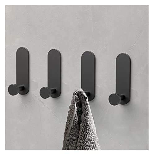 RQPYQF Haken Selbstklebende, 4 Stück Klebehaken Handtuchhaken ohne Bohren Metall Wandhaken Duschhaken Wasserdichter für Küche, Badezimmer, Arbeitszimmer und Wohnzimmer, Schwarz von RQPYQF