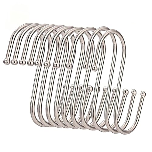 RQzaufania 10er-Pack S-Förmige Haken, Multifunktionale Aufhängehaken, Robuste Kleiderbügel für Badezimmer, Schlafzimmer und Küche (Klein, L – 7 cm und Silber) von RQzaufania