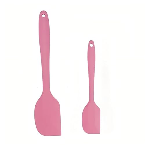 RQzaufania 2 Stück Silikonspatel, 230 °C Hitzebeständig, Einteilig, Nahtlos, Antihaftbeschichteter Gummischaber, zum Kochen und Backen in der Küche (Rosa) von RQzaufania