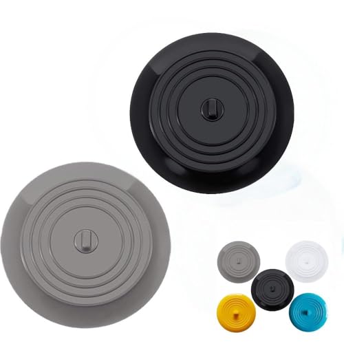 RQzaufania 2er-Pack Wannenstöpsel aus Silikon mit 15 cm Durchmesser, Abflussstöpsel, Universeller Waschbeckenstöpsel für Küchenspüle und Waschbecken, Badewanne (Schwarz und Grau) von RQzaufania