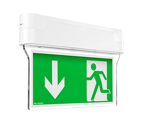 RR-NORD Notleuchte LED IP44 Decke Wand Notbeleuchtung Rettungszeichenleuchte Fluchtwegleuchte Notlicht Brandschutzzeichen Rettungszeichen (Pfeil nach rechts oben) von RR-NORD