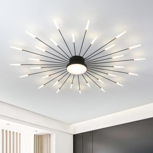 RRBEST LED Deckenleuchte Wohnzimmer,Wohnzimmerlampe Moderne Minimalistische Deckenlampe Innen Dekorative Deckenbeleuchtung für Wohnzimmer, Schlafzimmer und Büro(30+1 Köpfe Schwarz) von RRBEST