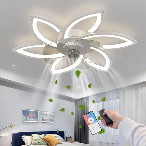 RRBEST LED Deckenventilator mit Beleuchtung,Kreativität 6 Flammige,Leise Dimmbar Lüfterlicht Deckenleuchte mit Fernbedienung und APP Steuerung von RRBEST