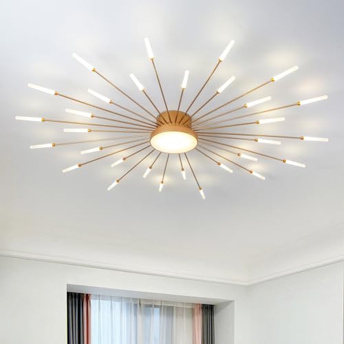 RRBEST LED Deckenleuchte Wohnzimmer,Wohnzimmerlampe Moderne Minimalistische Deckenlampe Innen Dekorative Deckenbeleuchtung für Wohnzimmer, Schlafzimmer und Büro(30+1 Köpfe, Gold) von RRBEST
