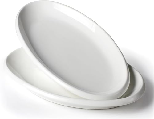RRMMAN 26,7 cm große Servierplatten, ovale Servierplatten, weiße ovale Truthahnplatten für Party, Hochzeit, Unterhaltung, Keramik-Serviertabletts und -platten zum Servieren von Speisen, Vorspeisen, von RRMMAN