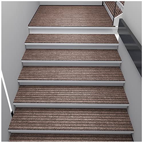 RRNAR 2/7/15Pcs Stufenmatte rutschfeste Unterseite aus PV-Gummi Treppenmatten Treppenmatte Treppenteppich Treppenschoner Stufenmatten für Kinder Ältere und Hunde,Kaffee,30x85cm(2PCS) von RRNAR