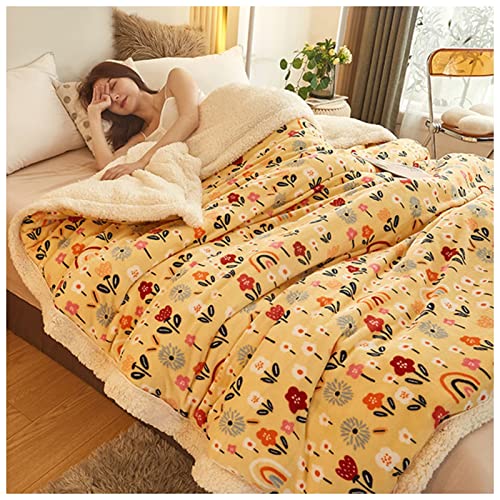 RRNAR Bedding Bettdecke - Warm Zudecke Wintersteppdecke, Superweicher Warmer Doppelseitiges Schneeflocke Samt Und Lamb Velvet Steppbett,M,150x200cm von RRNAR