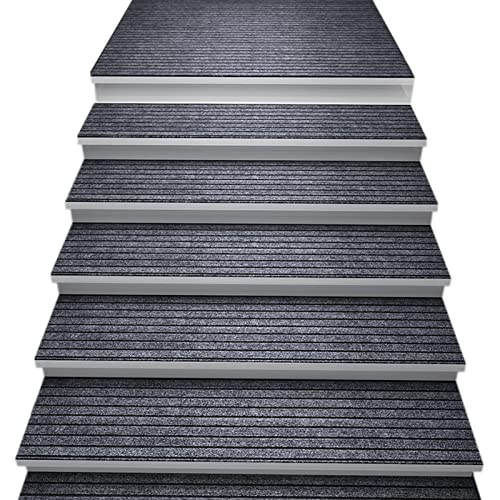RRNAR Stufenmatten, Trittfläche, Treppenteppich mit rutschfeste Unterseite aus PV-Gummi, Kein Kleber notwendig, Verdicken Stumm Stufenteppich für außen innen,Grau,26x75cm(2PCS) von RRNAR