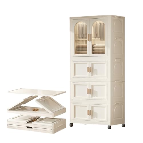 RROSDO Tragbarer faltbarer Kleiderschrank, zusammenklappbarer Kleiderschrank mit Kleiderstange, Schrank-Organizer und Aufbewahrung mit magnetischer Tür, Rollen und 10 Kleiderbügeln (1 Kleiderschrank + RROSDO Tragbarer faltbarer Kleiderschrank, zusammenklappbarer Kleiderschrank mit Kleiderstange, Schrank-Organizer und Aufbewahrung mit magnetischer Tür, Rollen und 10 Kleiderbügeln (1 Kleiderschrank + von RROSDO