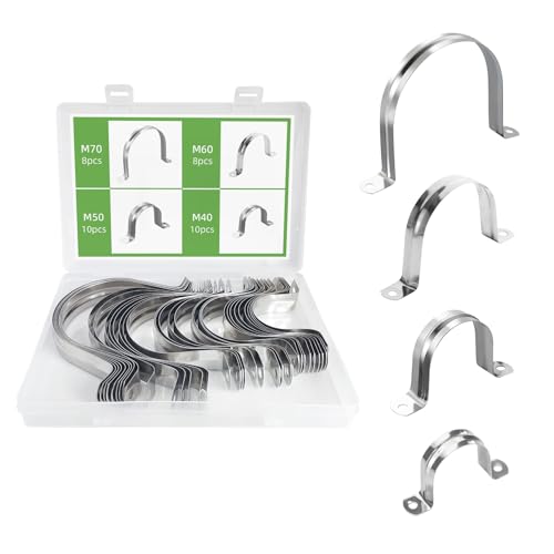 RRRST 36x Schwerer U-rohrschellen Set 40mm 50mm 60mm 70mm, U Rohrschelle Set, 304 Edelstahl Befestigungsschelle Rohrschellen Set RRRST 36x Schwerer U-rohrschellen Set 40mm 50mm 60mm 70mm, U Rohrschelle Set, 304 Edelstahl Befestigungsschelle Rohrschellen Set von RRRST