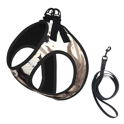 Magic Witch Witchcraft Bohemian Drawing Printing Welpengeschirr, Hundegeschirr und Leine, Set, weiches Netzgewebe, reflektierend, atmungsaktiv, leicht, Westenstil von RRSZCC