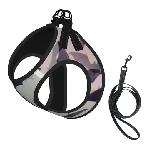 Welpengeschirr, Hundegeschirr und Leine, Halloween-Fledermäuse, graues Muster, weiches Netzgewebe, reflektierend, atmungsaktiv, leicht, Westenstil Welpengeschirr, Hundegeschirr und Leine, Halloween-Fledermäuse, graues Muster, weiches Netzgewebe, reflektierend, atmungsaktiv, leicht, Westenstil von RRSZCC