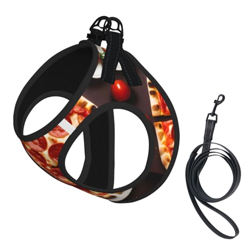 Welpengeschirr, Hundegeschirr und Leine, Set mit Pizzafutter, weiches Netzgewebe, reflektierend, atmungsaktiv, leicht, Westen-Stil Welpengeschirr, Hundegeschirr und Leine, Set mit Pizzafutter, weiches Netzgewebe, reflektierend, atmungsaktiv, leicht, Westen-Stil von RRSZCC