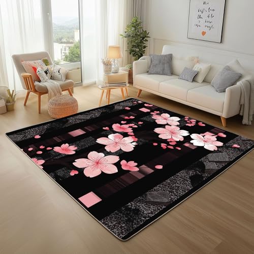 RRUxiia Fußmatte Outdoor 50x80cm Blumen Anlage Blütenblatt Kleiner Teppich rutschfest Blumenmuster Pflanzendrucke Teppich Waschbarer Weich Anti Rutsch Für Badezimmer Innen Und Außentüren Eingang von RRUxiia