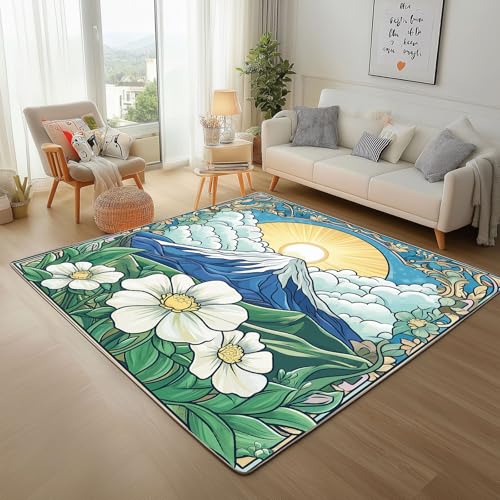 RRUxiia Fußmatte Outdoor 50x80cm Blumen Anlage Landschaft Kleiner Teppich rutschfest Sonne Schneeberg Wolken Teppich Waschbarer Weich Anti Rutsch Für Badezimmer Innen Und Außentüren Eingang RRUxiia Fußmatte Outdoor 50x80cm Blumen Anlage Landschaft Kleiner Teppich rutschfest Sonne Schneeberg Wolken Teppich Waschbarer Weich Anti Rutsch Für Badezimmer Innen Und Außentüren Eingang von RRUxiia