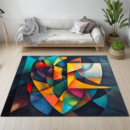 RRUxiia Fußmatte Outdoor 50x80cm Farbe Geometrie Polygon Kleiner Teppich Patchwork Muster Outdoor Teppich Waschbarer rutschfest Weich Anti Rutsch Matte Für Badezimmer Innen Und Außentüren von RRUxiia