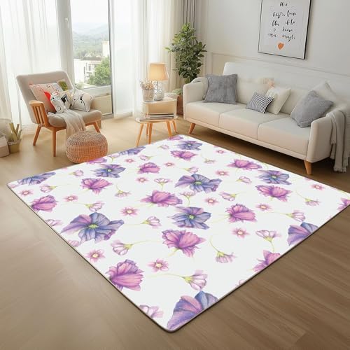 RRUxiia Fußmatte Outdoor 50x80cm Lila Blumen Anlage Kleiner Teppich rutschfest Blumenmuster Pflanzendrucke Teppich Waschbarer Weich Anti Rutsch Für Badezimmer Innen Und Außentüren Eingang RRUxiia Fußmatte Outdoor 50x80cm Lila Blumen Anlage Kleiner Teppich rutschfest Blumenmuster Pflanzendrucke Teppich Waschbarer Weich Anti Rutsch Für Badezimmer Innen Und Außentüren Eingang von RRUxiia