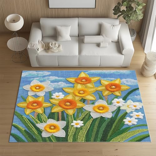 RRUxiia Fußmatte Outdoor 50x80cm Niedlich Blumen Anlage Kleiner Teppich rutschfest Karikatur Blumenmuster Drucken Teppich Waschbarer Weich Anti Rutsch Für Badezimmer Innen Und Außentüren Eingang von RRUxiia
