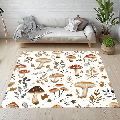 RRUxiia Fußmatte Outdoor 50x80cm Pilz Anlage Blatt Kleiner Teppich rutschfest Dschungel Pflanzendrucke Teppich Waschbarer Weich Anti Rutsch Für Badezimmer Innen Und Außentüren Eingang von RRUxiia