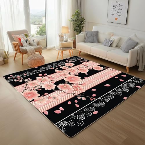 RRUxiia Kleiner Teppich Weich 60x90cm Blumen Anlage Blütenblatt Fußmatte Outdoor Blumenmuster Pflanzendrucke Teppich Waschbarer Anti Rutsch Matte Für Badezimmer Innen Und Außentüren Eingang von RRUxiia