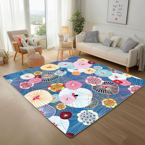 RRUxiia Kleiner Teppich Weich 60x90cm Farbe Abstrakt Blumen Fußmatte Outdoor Linien Runde Muster Teppich Waschbarer Anti Rutsch Matte Für Badezimmer Innen Und Außentüren Eingang von RRUxiia
