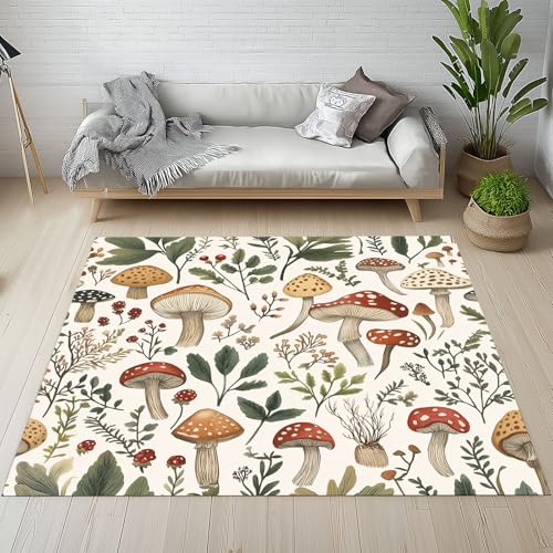 RRUxiia Kleiner Teppich Weich 60x90cm Farbe Pilz Anlage Blatt Fußmatte Outdoor Dschungel Pflanzendrucke Teppich Waschbarer Anti Rutsch Matte Für Badezimmer Innen Und Außentüren Eingang von RRUxiia