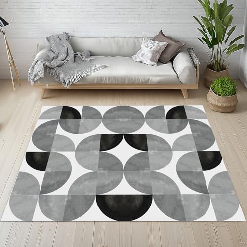RRUxiia Kleiner Teppich Weich 60x90cm Geometrie Runde Fußmatte Outdoor Modern Einfachheit Muster Teppich Waschbarer Anti Rutsch Matte Für Badezimmer Innen Und Außentüren Eingang von RRUxiia