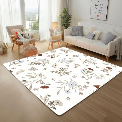RRUxiia Kleiner Teppich Weich 60x90cm Ländlich Blumen Anlage Fußmatte Outdoor Blumenmuster Pflanzendrucke Teppich Waschbarer Anti Rutsch Matte Für Badezimmer Innen Und Außentüren Eingang von RRUxiia