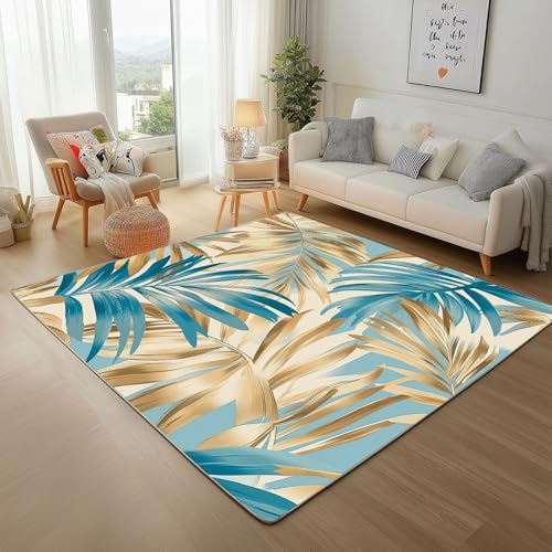 RRUxiia Kleiner Teppich Weich 60x90cm Modern Anlage Blatt Fußmatte Outdoor Tropische Pflanzendrucke Teppich Waschbarer Anti Rutsch Matte Für Badezimmer Innen Und Außentüren Eingang von RRUxiia