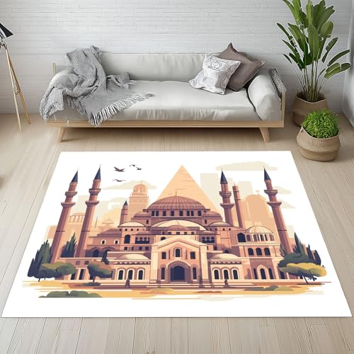 RRUxiia Kleiner Teppich Weich 60x90cm Retro Urbane Architektur Fußmatte Outdoor Tradition Südwesten Teppich Waschbarer Anti Rutsch Matte Für Badezimmer Innen Und Außentüren Eingang von RRUxiia