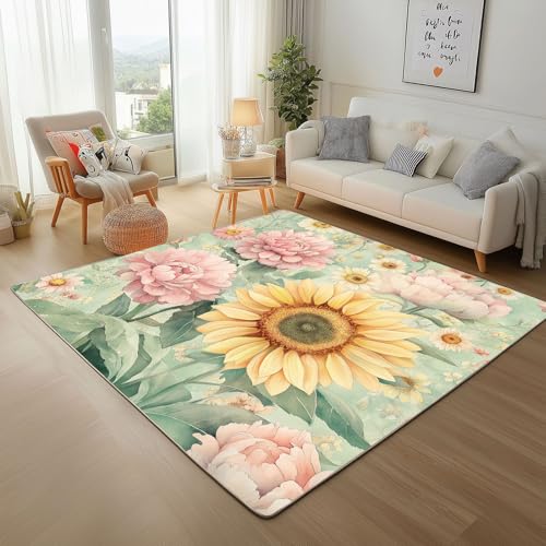 RRUxiia Kleiner Teppich Weich 60x90cm Sonnenblume Anlage Blumen Fußmatte Outdoor Handgezeichnet Blumenmuster Teppich Waschbarer Anti Rutsch Matte Für Badezimmer Innen Und Außentüren Eingang RRUxiia Kleiner Teppich Weich 60x90cm Sonnenblume Anlage Blumen Fußmatte Outdoor Handgezeichnet Blumenmuster Teppich Waschbarer Anti Rutsch Matte Für Badezimmer Innen Und Außentüren Eingang von RRUxiia