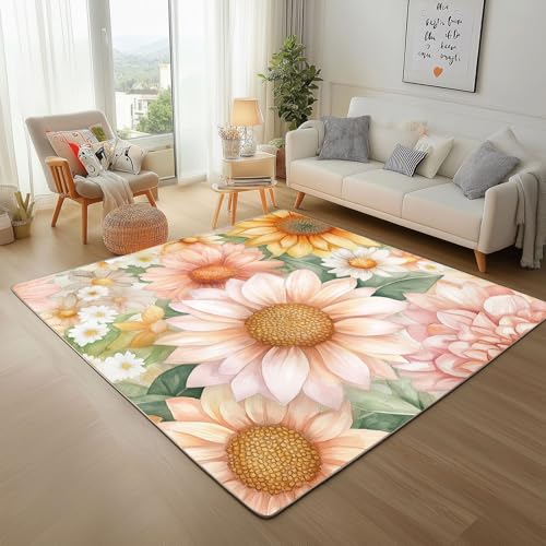 RRUxiia Kleiner Teppich Weich 60x90cm Sonnenblume Anlage Fußmatte Outdoor Handgezeichnet Blumen Pflanzendrucke Teppich Waschbarer Anti Rutsch Matte Für Badezimmer Innen Und Außentüren Eingang RRUxiia Kleiner Teppich Weich 60x90cm Sonnenblume Anlage Fußmatte Outdoor Handgezeichnet Blumen Pflanzendrucke Teppich Waschbarer Anti Rutsch Matte Für Badezimmer Innen Und Außentüren Eingang von RRUxiia