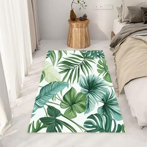 RRUxiia Kleiner Teppich Weich 60x90cm Tropische Anlage Blatt Fußmatte Outdoor Monstera Pflanzendrucke Teppich Waschbarer Anti Rutsch Matte Für Badezimmer Innen Und Außentüren Eingang von RRUxiia