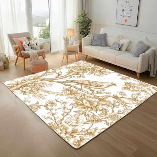 RRUxiia Kleiner Teppich Weich 60x90cm Vögel Blumen Anlage Fußmatte Outdoor Tier Filialen Pflanzendrucke Teppich Waschbarer Anti Rutsch Matte Für Badezimmer Innen Und Außentüren Eingang von RRUxiia