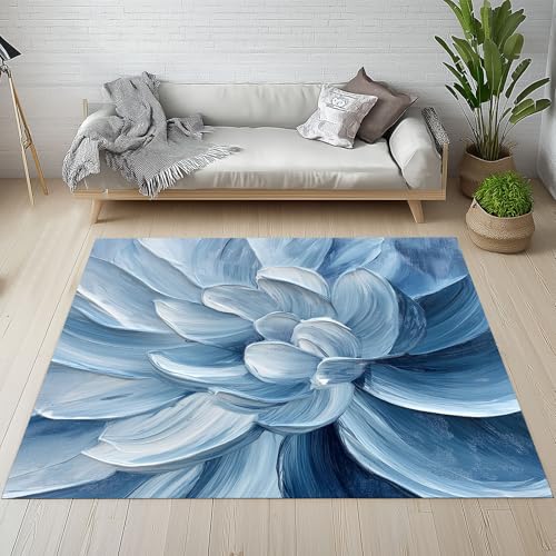 RRUxiia Rugs for Living Room 3D Blumen Blütenblatt Teppich Wohnzimmer 140x200cm Malerei Handgezeichnet Teppich Waschbarer rutschfest Bettvorleger Weich Schlafzimmer Teppisch Kinderzimmer Esszimmer von RRUxiia