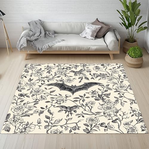 RRUxiia Rugs for Living Room Blumen Anlage Schläger Teppich Wohnzimmer 140x200cm Pflanzendrucke Blatt Teppich Waschbarer rutschfest Bettvorleger Weich Schlafzimmer Teppisch Kinderzimmer Esszimmer von RRUxiia