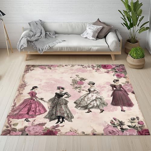 RRUxiia Rugs for Living Room Luxuriös Mädchen Teppich Wohnzimmer 120x150cm Romantisch Rosen Blumen Teppich Waschbarer rutschfest Weich Schlafzimmer Bettvorleger Kinderzimmer Esszimmer RRUxiia Rugs for Living Room Luxuriös Mädchen Teppich Wohnzimmer 120x150cm Romantisch Rosen Blumen Teppich Waschbarer rutschfest Weich Schlafzimmer Bettvorleger Kinderzimmer Esszimmer von RRUxiia
